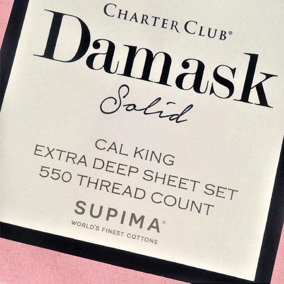 new CHERRY BLOSSOM PINK Charter Club 550 TC Cotton CAL KING Extra-Deep Sheet Set